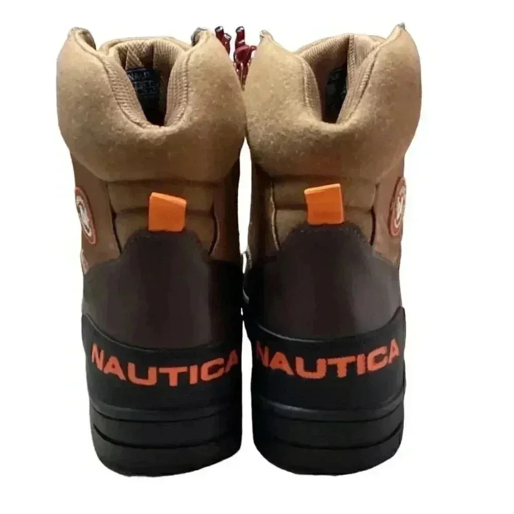 Nautica Padden Mens 10 Waterproof Insulated Lace Up Duck Boots Brown Vegan NEW